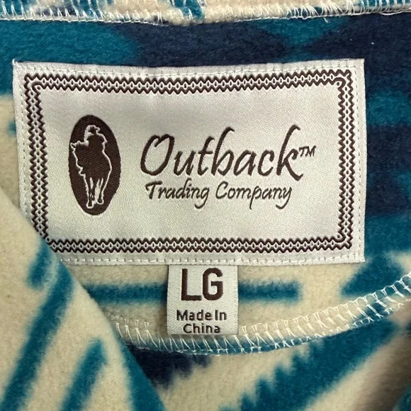 Women’s L Outback trading teal and cream fleece Aztec pullover - Picture 2 of 7